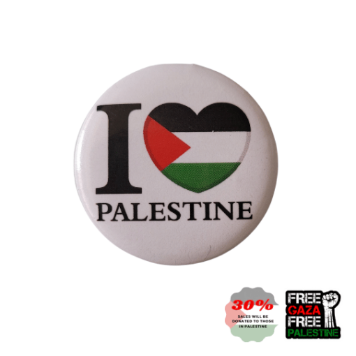 I Love Palestine Button Pin Badge