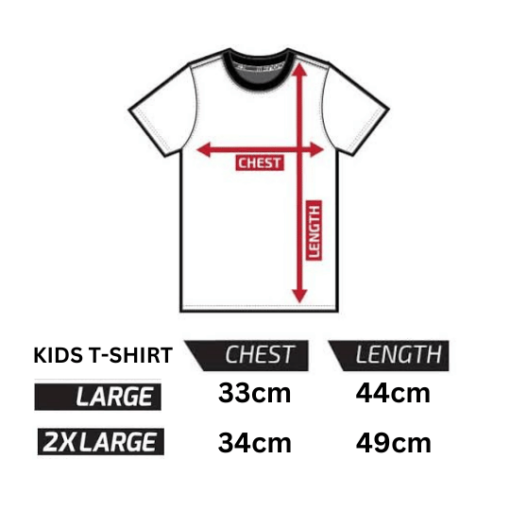 Kids Palestinian Tshirt Boys Girls Sizing Chart