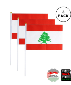 Lebanon Flag Stick Hand Held Small Miniature Lebanese Flag 3pcs