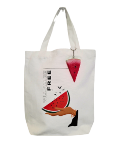 'Palestine Will Be Free' Watermelon Canvas Tote Bag with Watermelon Keychain