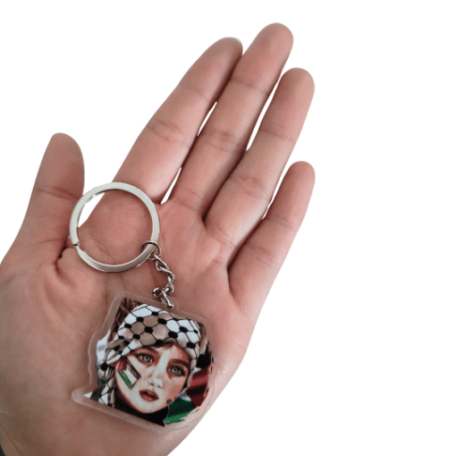 2) Girl Keffiyeh Palestine Keychain