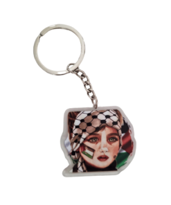 2) Girl Keffiyeh Palestine Keychain