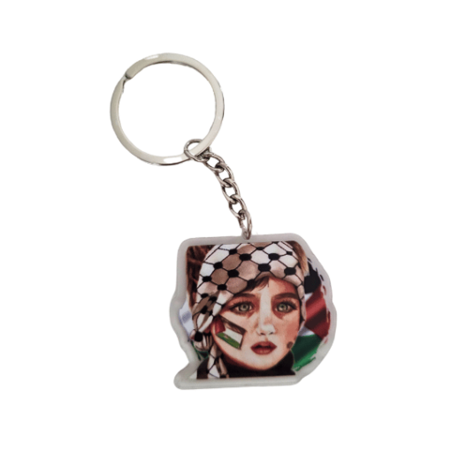 2) Girl Keffiyeh Palestine Keychain