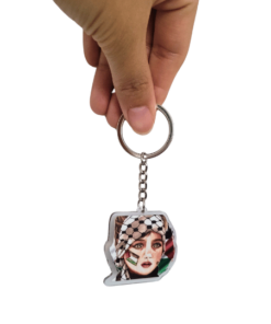 2) Girl Keffiyeh Palestine Keychain