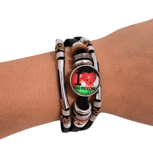 Palestine Hand Bracelet - I Love Palestine Buttoned Style