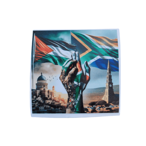 Palestine & South Africa Flags and United Hands