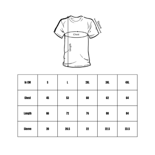 Sizing Chart for Adult Shirts - Free Gaza Sydney