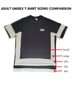 Free Gaza Sydney - Adult Unisex T-Shirt Size Comparison