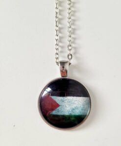 Palestine Flag Distressed - Round Pendant Necklace