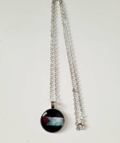 Palestine Flag Distressed - Round Pendant Necklace