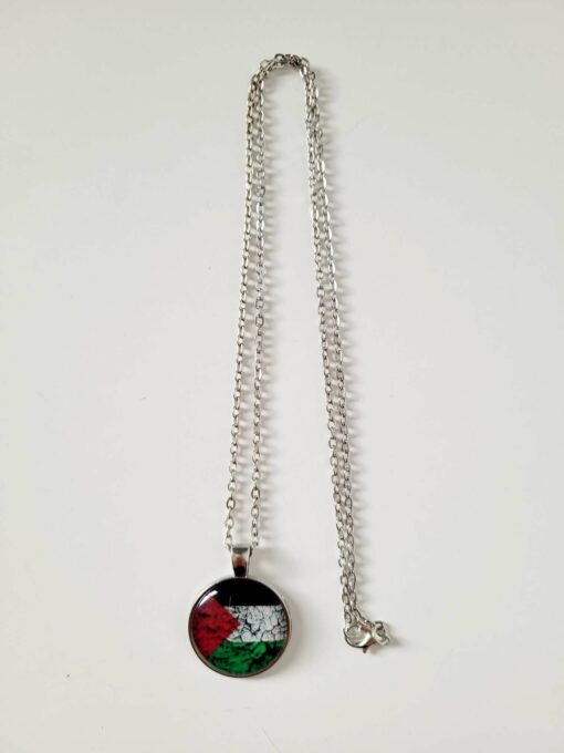 Palestine Flag Rocks - Round Pendant Necklace