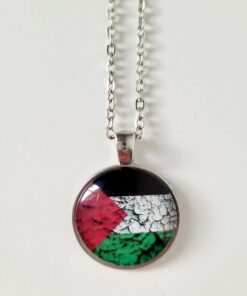 Palestine Flag Rocks - Round Pendant Necklace