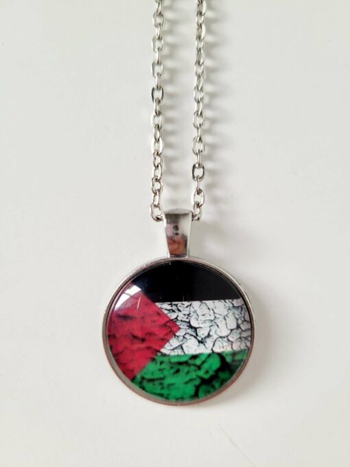 Palestine Flag Rocks - Round Pendant Necklace