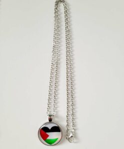 Palestine Flag in Heart - Round Pendant Necklace