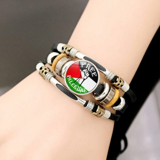 Palestine Hand Bracelet - Free Palestine National Flag Buttoned Style