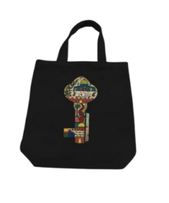 Palestine Canvas Tote Bag with Key 'We Will Return' in Black