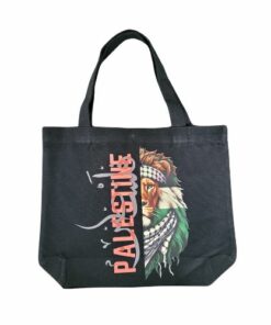 Palestine Lion Canvas Tote Bag in Black