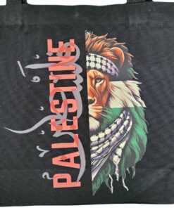 Palestine Lion Canvas Tote Bag in Black