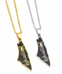 Palestine Country with Arabic Writing Necklace