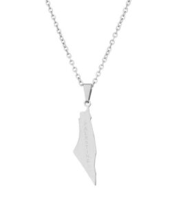 Palestine Country with English Writing Necklace in Silver