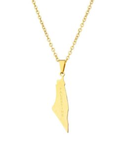 Palestine Country with English Writing Necklace in Gold