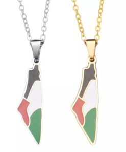 Palestine Flag Map Necklace