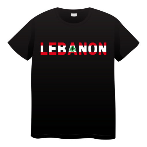 Adult Shirt - Lebanon Text with Flag